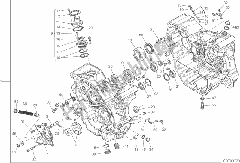 All parts for the 010 - Half-crankcases Pair of the Ducati Monster 821 Thailand 2020